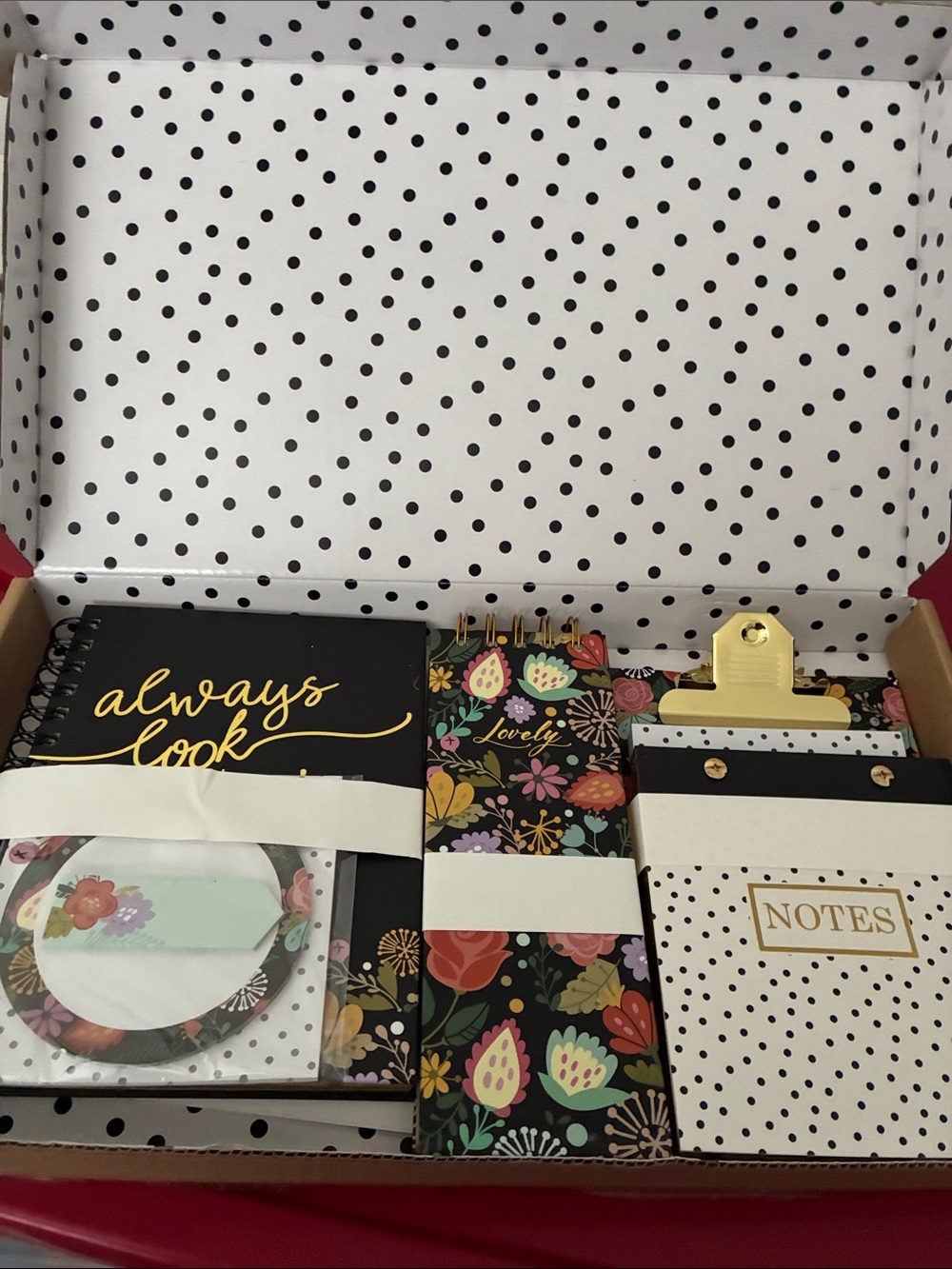 Floral & Polka Dot Stationery Set with Gold Accents - Picture 2 of 2